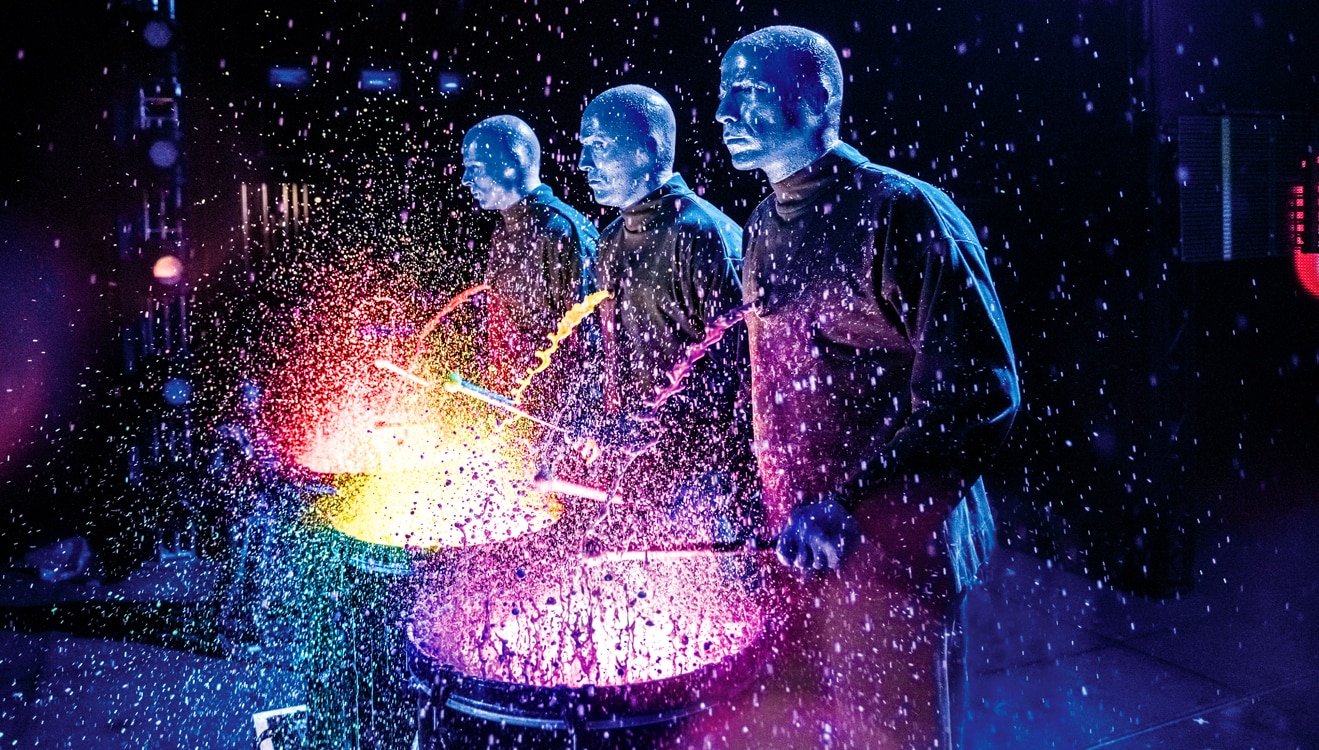 Blue Man Group paint drums